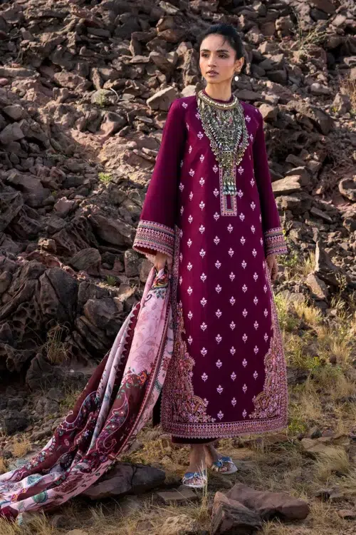 Zainab Chottani | Spring Summer Lawn Unstitched 26 Formal Festive Wear "Purple" 3 | 3Pcs.