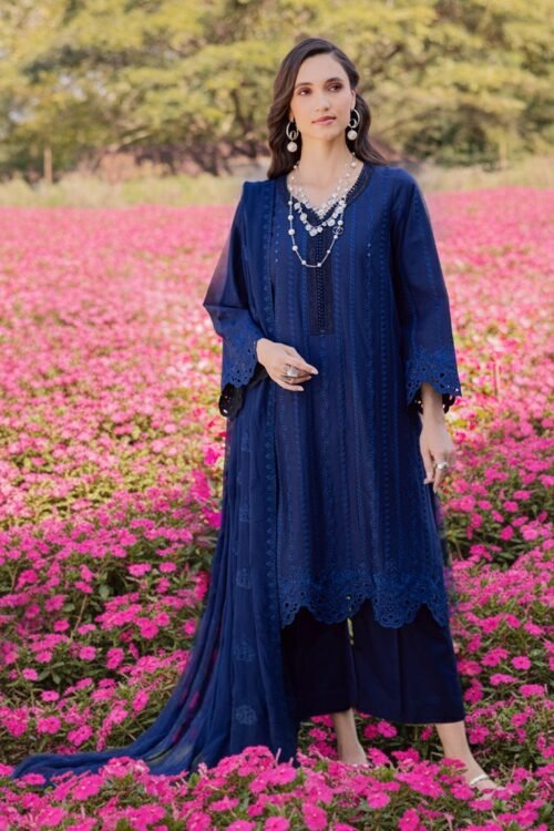 Marjjan By Zohaib | Silvia Luxury Lawn'26 30b-Unstitched "Blue" Formal Festive Wear | 3pc