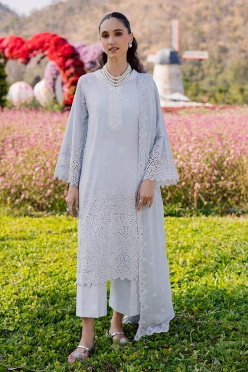 Marjjan By Zohaib | Silvia Luxury Lawn'26 34b-Unstitched "Grey" Formal Festive Wear | 3pc