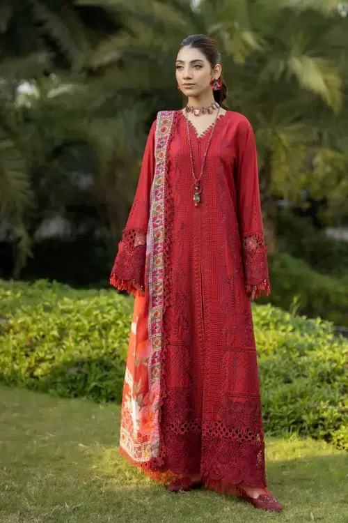Adan's | Serene Unstitched Lawn 26 Formal Festive Wear "Red" 4 | 3pcs.