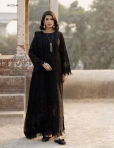 Adan’s Libas | Tradition Vol-2 Chikankari stitched Lawn 26 Formal Festive Wear "Black" D04 | 3pcs.