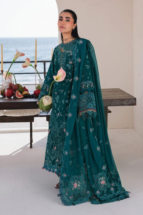 Qalamkar | Sahil Luxury Lawn 26 Unstitched Formal Festive Wear "Blue" SA-04-ELIF | 3pcs.