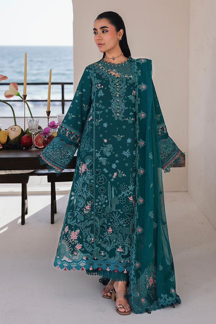 Qalamkar | Sahil Luxury Lawn 26 Unstitched Formal Festive Wear "Blue" SA-04-ELIF | 3pcs. - Image 3