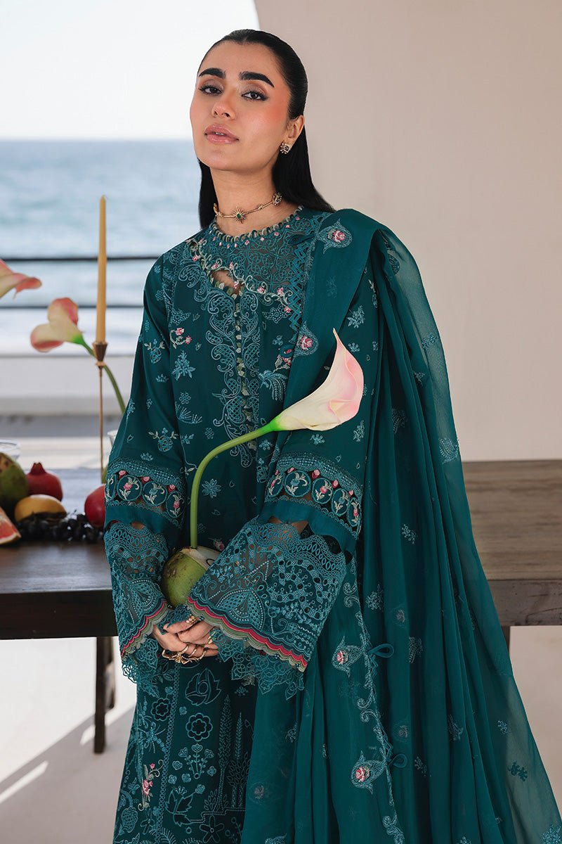 Qalamkar | Sahil Luxury Lawn 26 Unstitched Formal Festive Wear "Blue" SA-04-ELIF | 3pcs. - Image 4