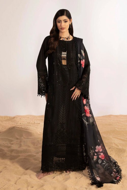 Adan’s Libas | Masakali Luxury Chikankari 26 Stitched lawn Formal Festive Wear "Black" D05 | 3pcs.