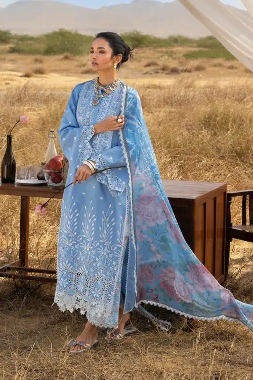 Zainab Chottani | Spring Summer Lawn Unstitched 26 Formal Festive Wear "Blue" 5 | 3Pcs.