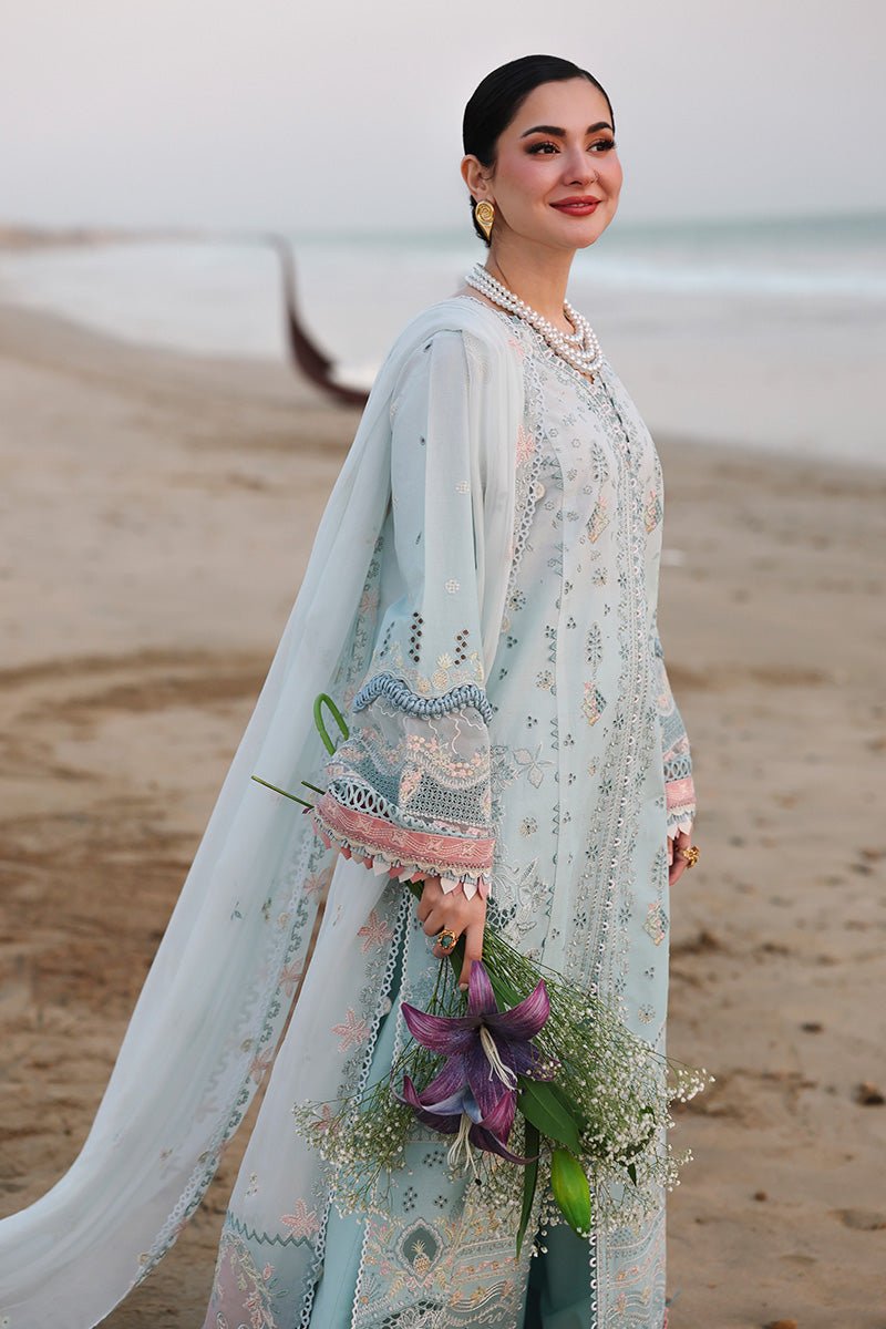 Qalamkar | Sahil Luxury Lawn 26 Unstitched Formal Festive Wear "Blue" SA-05-AYRA | 3pcs. - Image 4