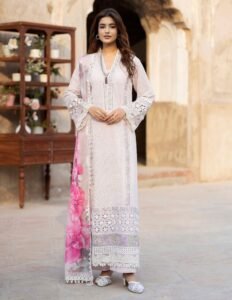 Adan’s Libas | Tradition Vol-2 Chikankari stitched Lawn 26 Formal Festive Wear "Pink" D07 | 3pcs.