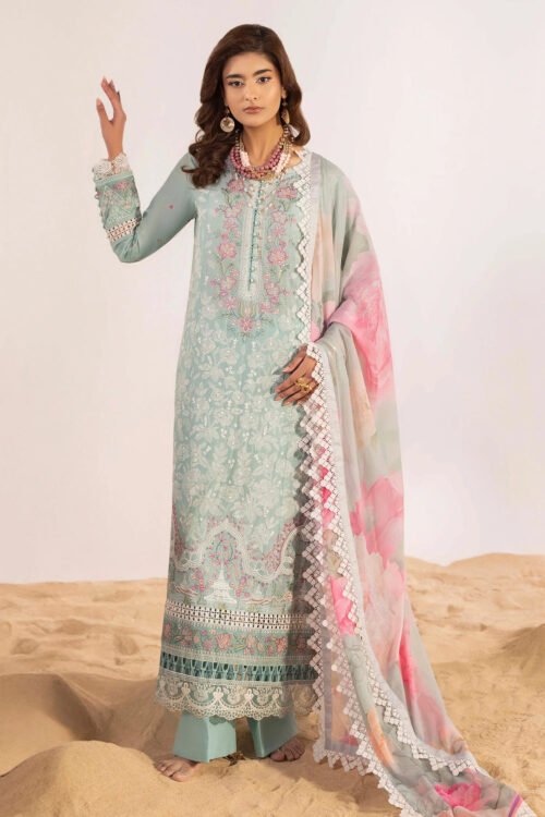 Adan’s Libas | Masakali Luxury Chikankari 26 Stitched lawn Formal Festive Wear "Blue" D08 | 3pcs.