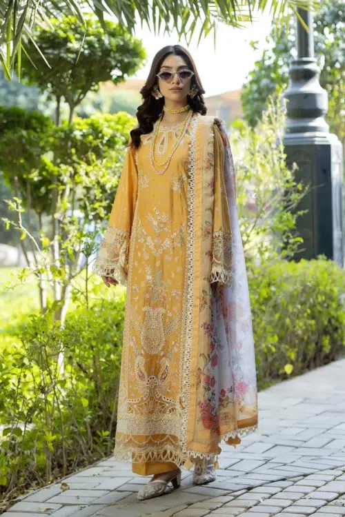 Adan's | Serene Unstitched Lawn 26 Formal Festive Wear "Yellow" 8 | 3pcs.