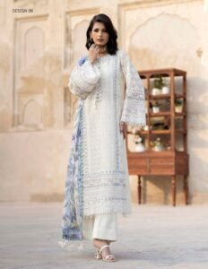 Adan’s Libas | Tradition Vol-2 Chikankari stitched Lawn 26 Formal Festive Wear "Blue" D08 | 3pcs.