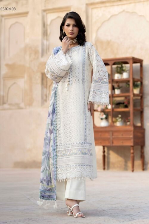 Adan’s Libas | Tradition Vol-2 Chikankari stitched Lawn 26 Formal Festive Wear "Blue" D08 | 3pcs.