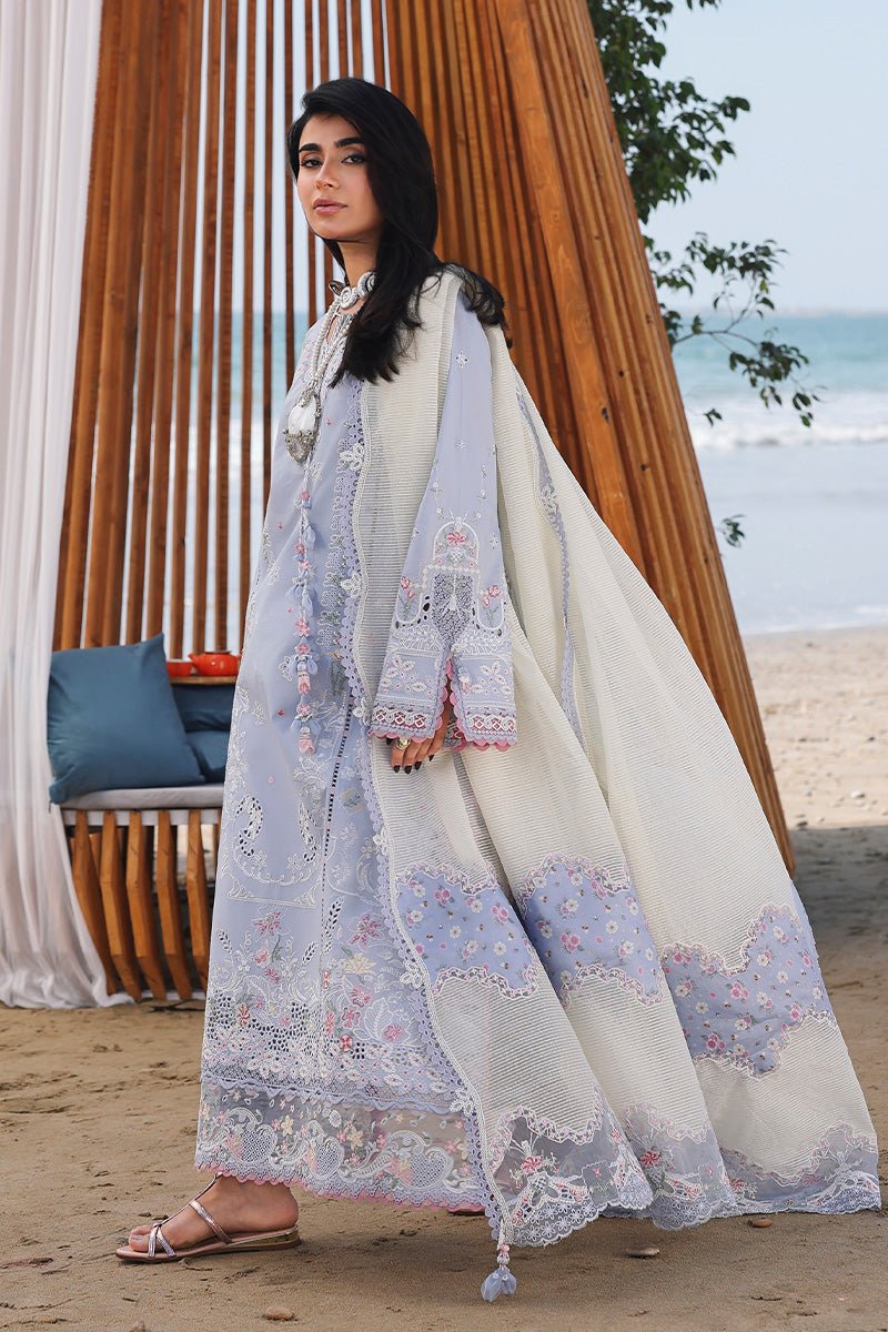 Qalamkar | Sahil Luxury Lawn 26 Unstitched Formal Festive Wear "Blue" SA-08-ZAYNA | 3pcs. - Image 2
