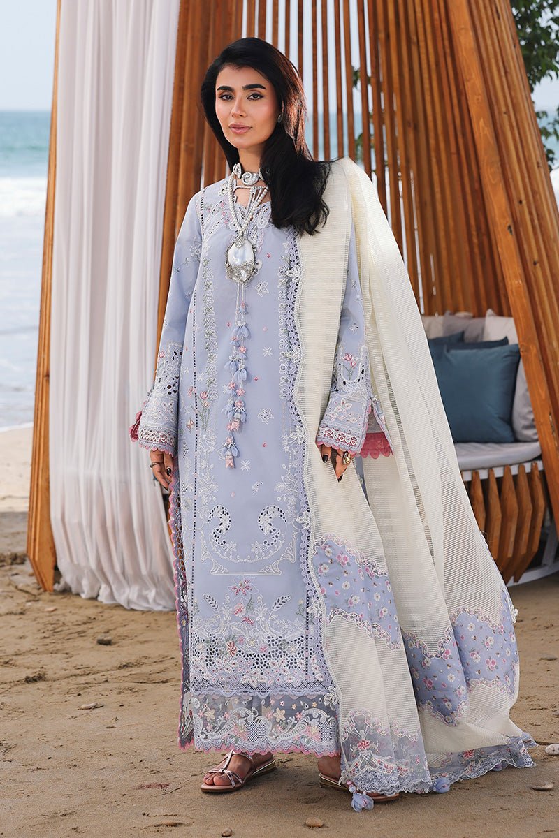 Qalamkar | Sahil Luxury Lawn 26 Unstitched Formal Festive Wear "Blue" SA-08-ZAYNA | 3pcs. - Image 3