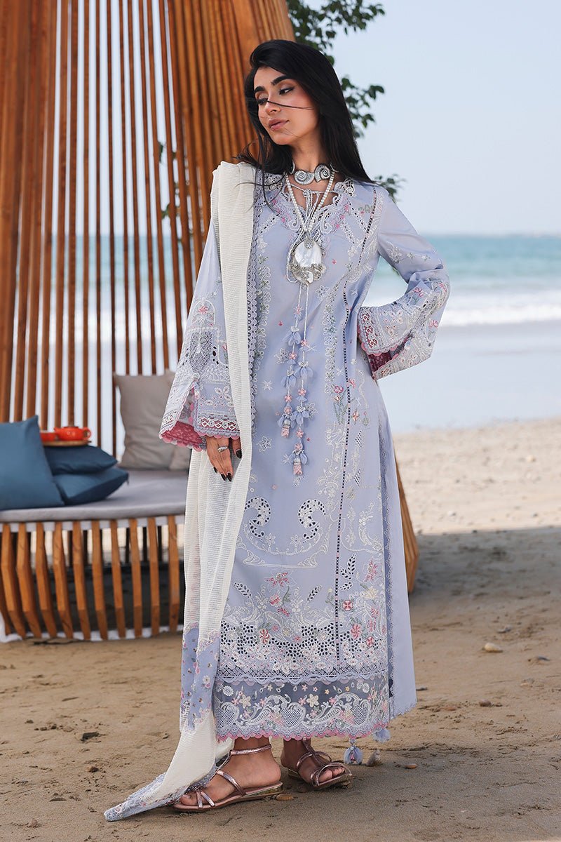 Qalamkar | Sahil Luxury Lawn 26 Unstitched Formal Festive Wear "Blue" SA-08-ZAYNA | 3pcs. - Image 4