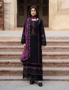 Adan’s Libas | Tradition Vol-2 Chikankari stitched Lawn 26 Formal Festive Wear "Black" D09 | 3pcs.