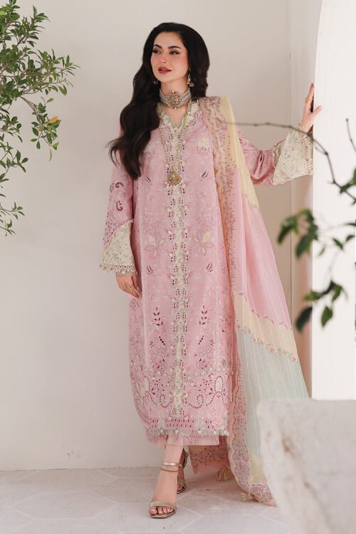 Qalamkar | Sahil Luxury Lawn 26 Unstitched Formal Festive Wear "Pink" SA-09-HANIYA | 3pcs.