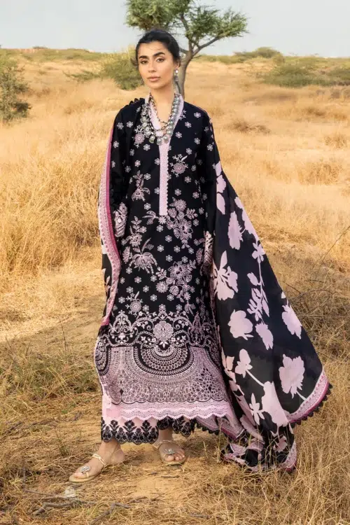 Zainab Chottani | Spring Summer Lawn Unstitched 26 Formal Festive Wear "Black" 9 | 3Pcs.