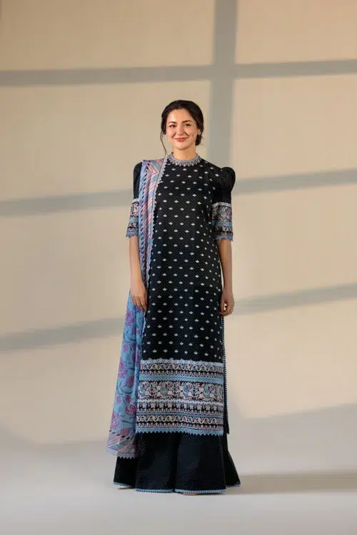 Sobia Nazir Vital Unstitched Collection 26 Lawn Formal Festive Wear "Black" V-6B | 3Pcs.