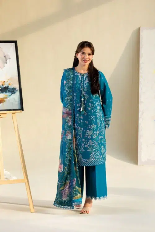 Sobia Nazir Vital Unstitched Collection 26 Lawn Formal Festive Wear "Blue" V-7A | 3Pcs.