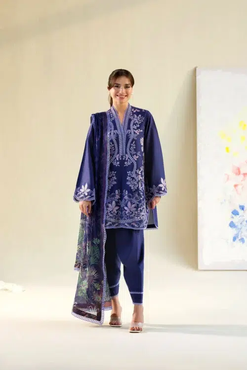 Sobia Nazir Vital Unstitched Collection 26 Lawn Formal Festive Wear "Blue" V-8B | 3Pcs.