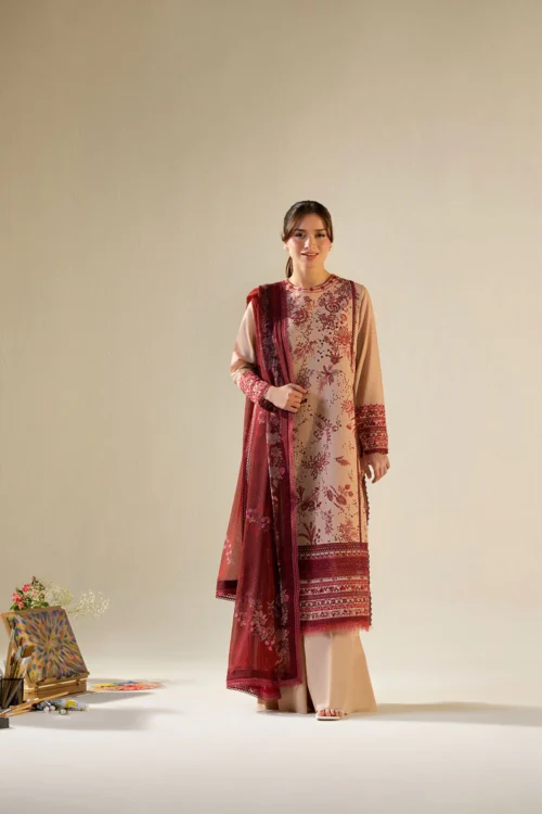 Sobia Nazir Vital Unstitched Collection 26 Lawn Formal Festive Wear "Brown" V-9A | 3Pcs.
