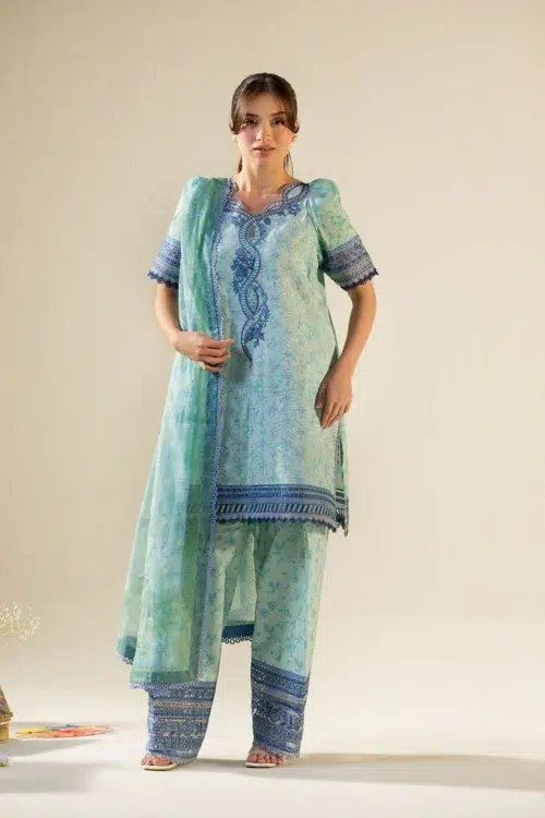 Sobia Nazir Vital Unstitched Collection 26 Lawn Formal Festive Wear "Blue" V-1B | 3Pcs.