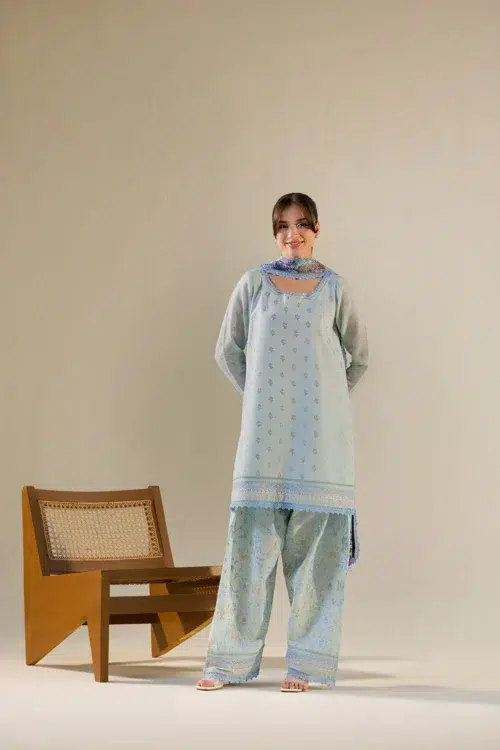 Sobia Nazir Vital Unstitched Collection 26 Lawn Formal Festive Wear "Blue" V-10B | 3Pcs.