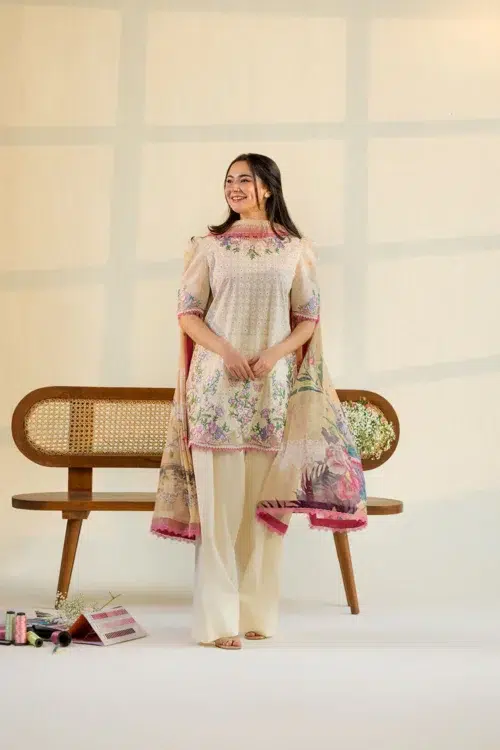 Sobia Nazir Vital Unstitched Collection 26 Lawn Formal Festive Wear "White" V-11B | 3Pcs.