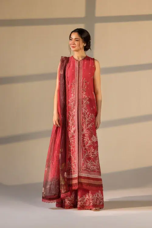 Sobia Nazir Vital Unstitched Collection 26 Lawn Formal Festive Wear "Red" V-12A | 3Pcs.