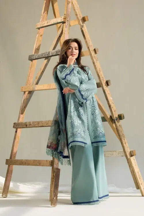 Sobia Nazir Vital Unstitched Collection 26 Lawn Formal Festive Wear "Green" V-12B | 3Pcs.