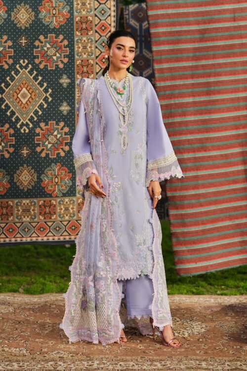 Maryam Hussain | Luxury Lawn 26 Unstitched Formal Festive Wear "Purple" | 3pcs.
