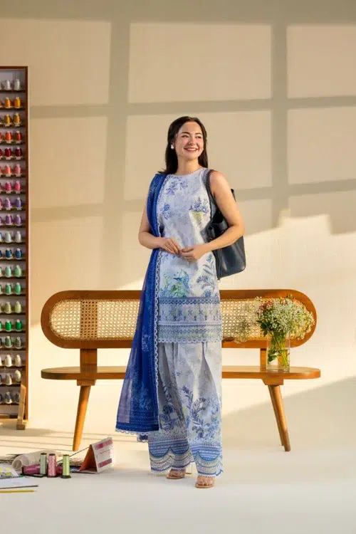 Sobia Nazir Vital Unstitched Collection 26 Lawn Formal Festive Wear "Blue" V-3B | 3Pcs.