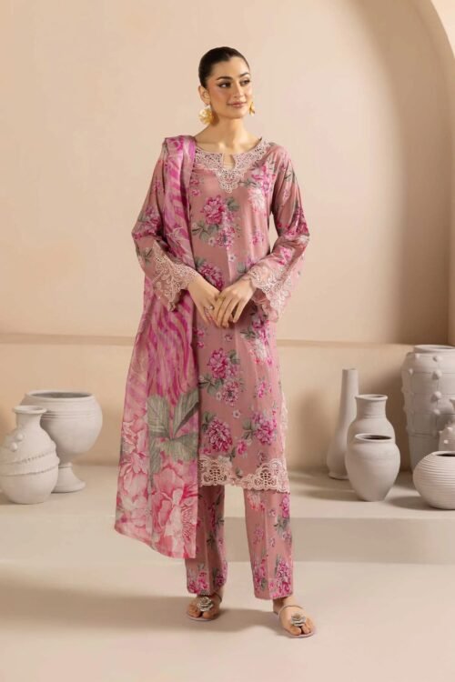 Adan's Libas | Aaira Eid Edit Lawn Stitched "Pink" Daily Casual Wear | d5-3pc