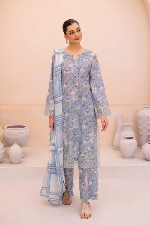 Adan's Libas | Aaira Eid Edit Lawn Stitched "Blue" Daily Casual Wear | d8-3pc