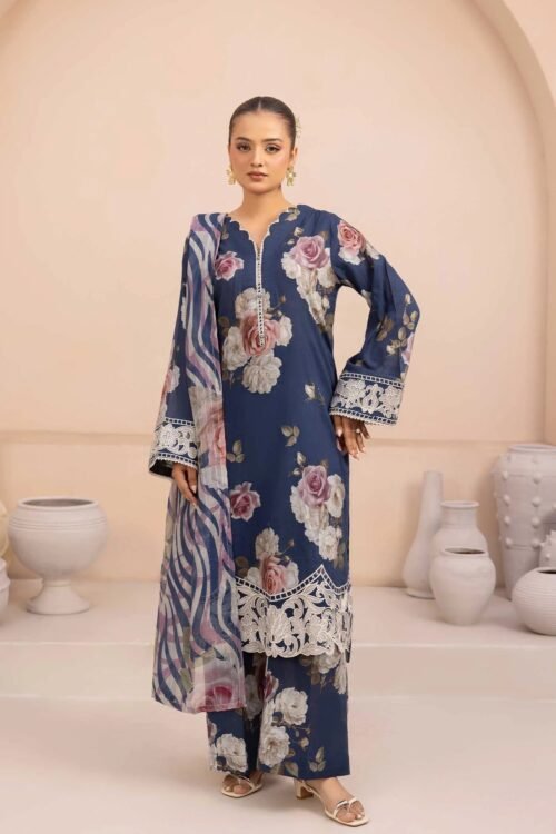 Adan's Libas | Aaira Eid Edit Lawn Stitched "Blue" Daily Casual Wear | d12-3pc