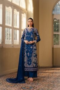 Afrozeh | Day Break Unstitched Lawn Formal Festive Wear "Blue" D01 | 3pcs.