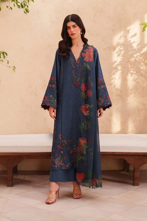 Iznik | Eid Lawn Unstitched Collection 26 Formal Festive Wear "Blue" EL-01 | 3Pcs.