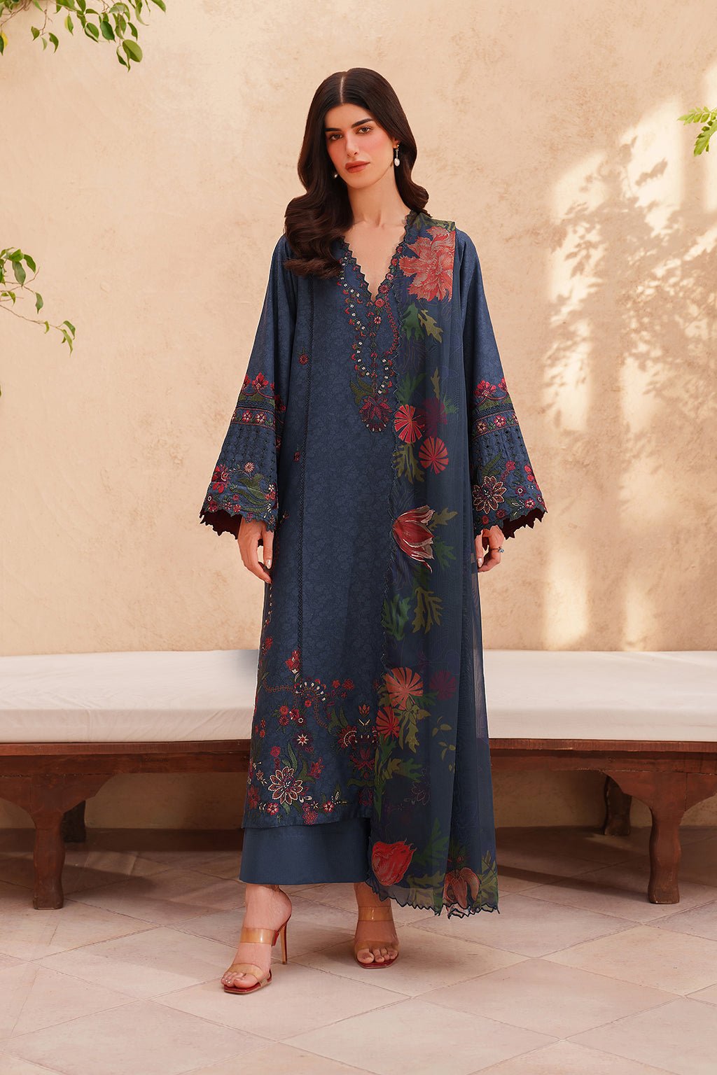 Iznik | Eid Lawn Unstitched Collection 26 Formal Festive Wear "Blue" EL-01 | 3Pcs.