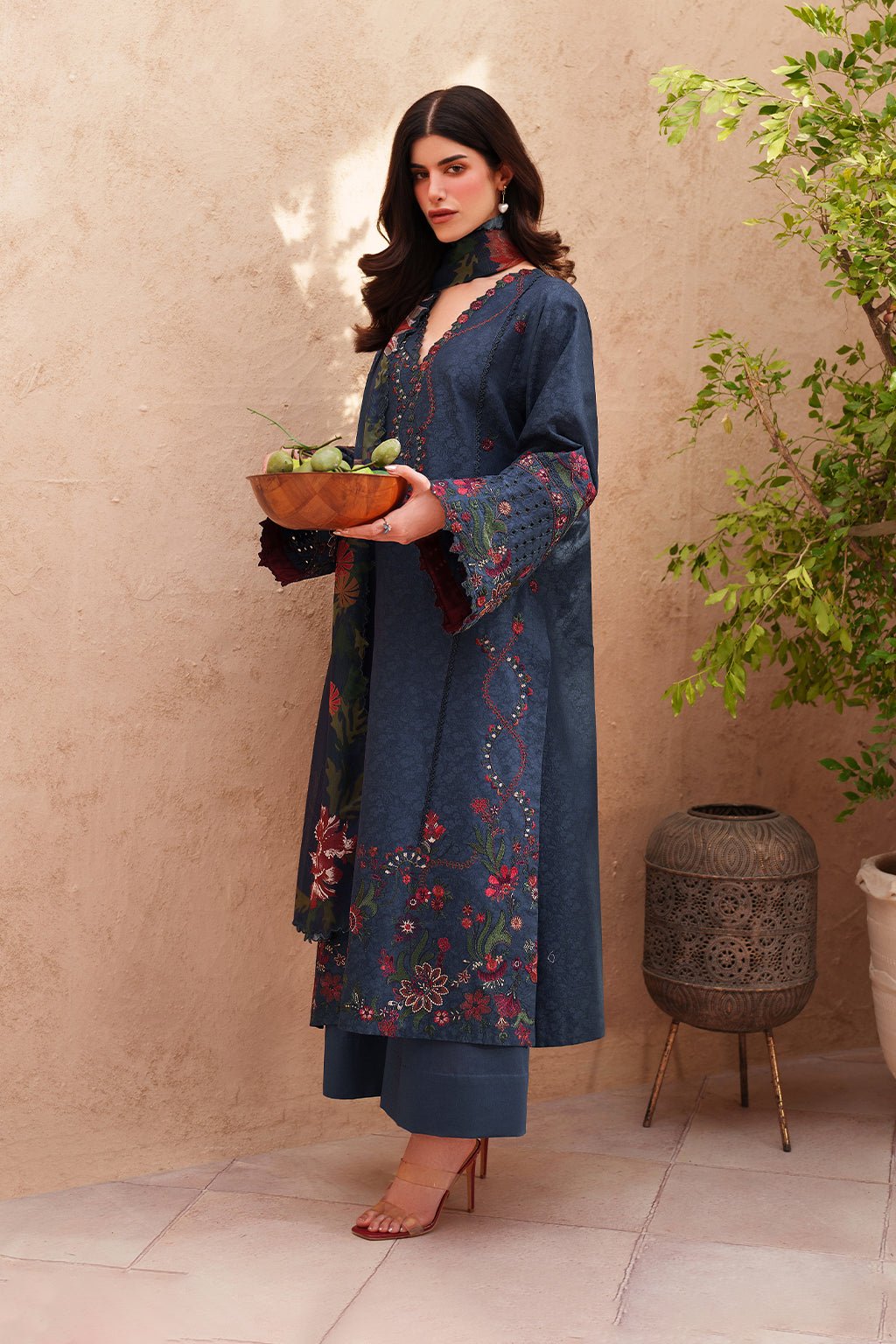 Iznik | Eid Lawn Unstitched Collection 26 Formal Festive Wear "Blue" EL-01 | 3Pcs. - Image 3
