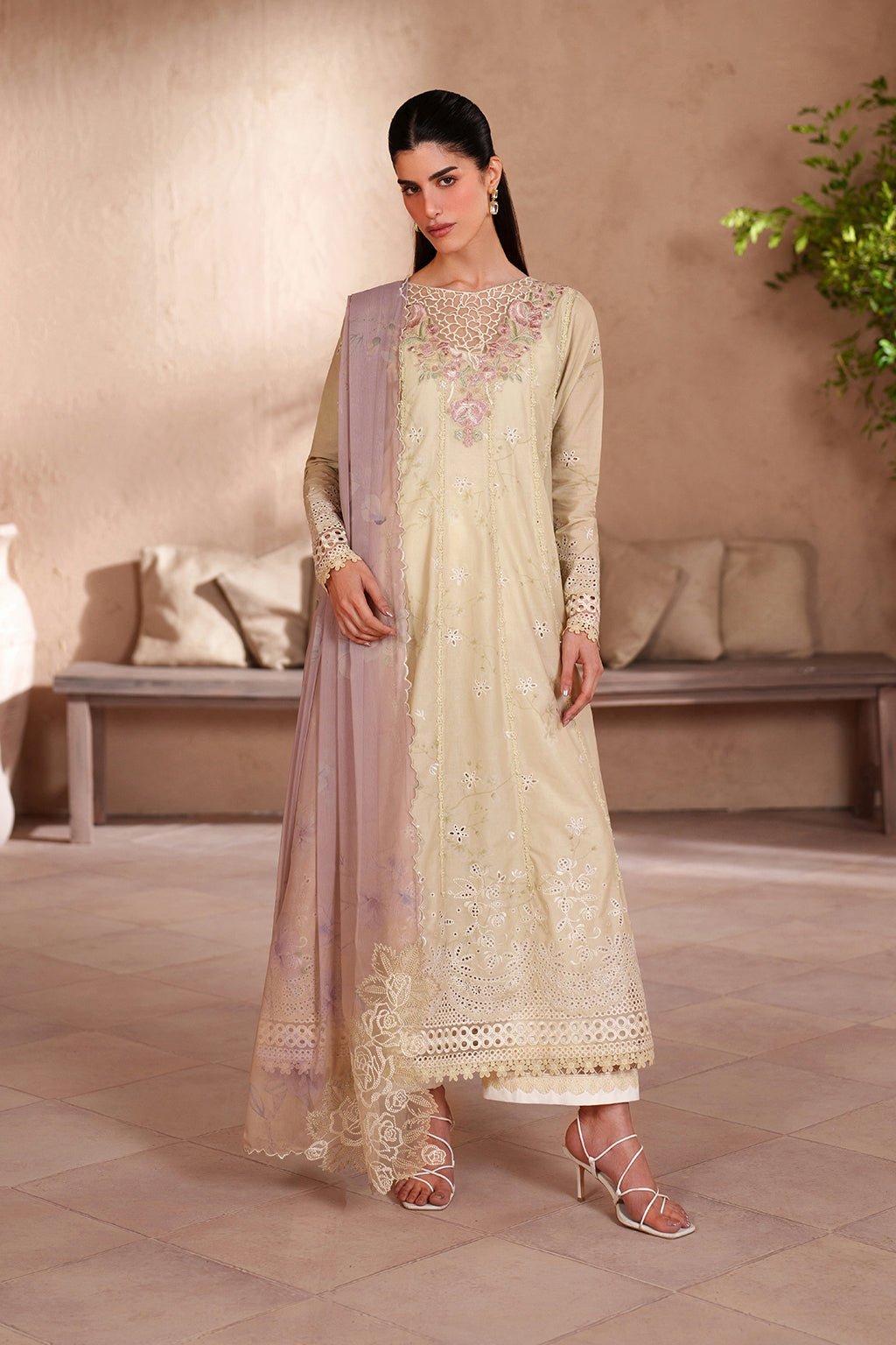 Iznik | Eid Lawn Unstitched Collection 26 Formal Festive Wear "White" EL-10 | 3Pcs.