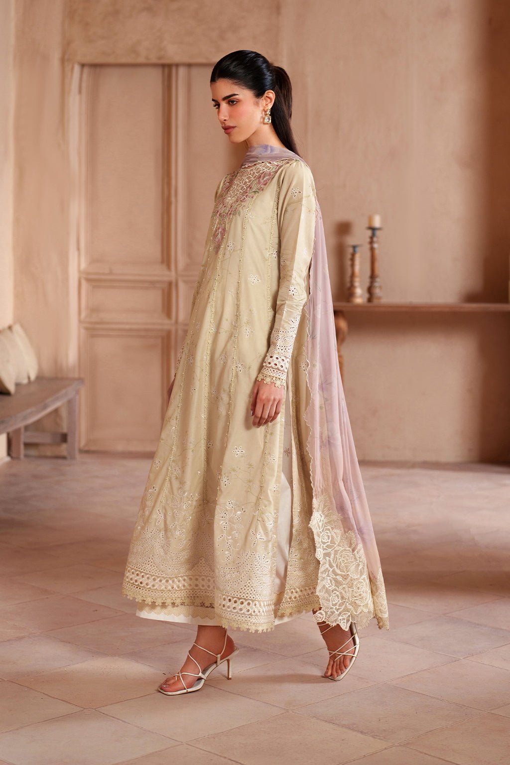 Iznik | Eid Lawn Unstitched Collection 26 Formal Festive Wear "White" EL-10 | 3Pcs. - Image 3