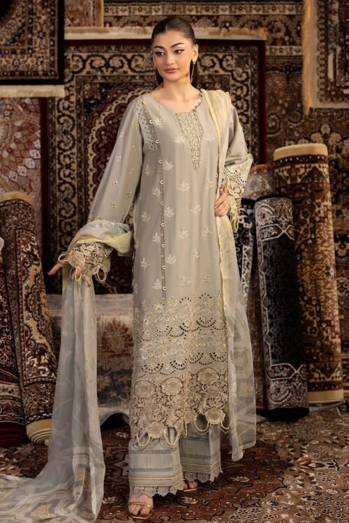 Adan's Libas | Chenille Stitched Lawn 26 Formal Festive Wear "Grey" | 3 Pcs.