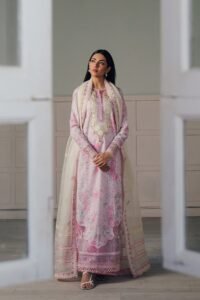 Afrozeh | Day Break Unstitched Lawn Formal Festive Wear "Pink" D02 | 3pcs.