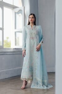 Afrozeh | Day Break Unstitched Lawn Formal Festive Wear "Blue" D03 | 3pcs.
