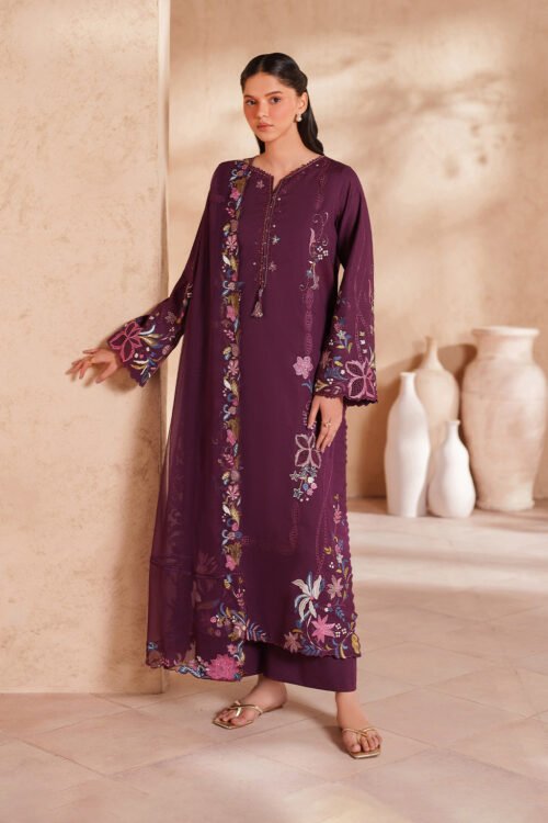 Iznik | Eid Lawn Unstitched Collection 26 Formal Festive Wear "Purple" EL-03 | 3Pcs.