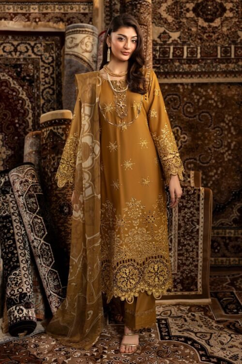 Adan's Libas | Chenille Stitched Lawn 26 Formal Festive Wear "Yellow" | 3 Pcs.
