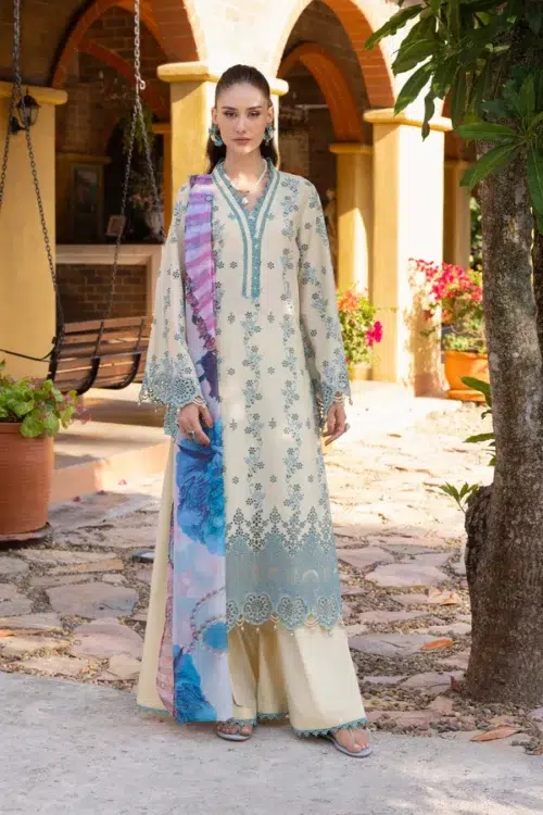 Adan’s Libas | Lasserkari Lawn 26 Unstitched Formal Festive Wear "White" D04 | 3pcs.