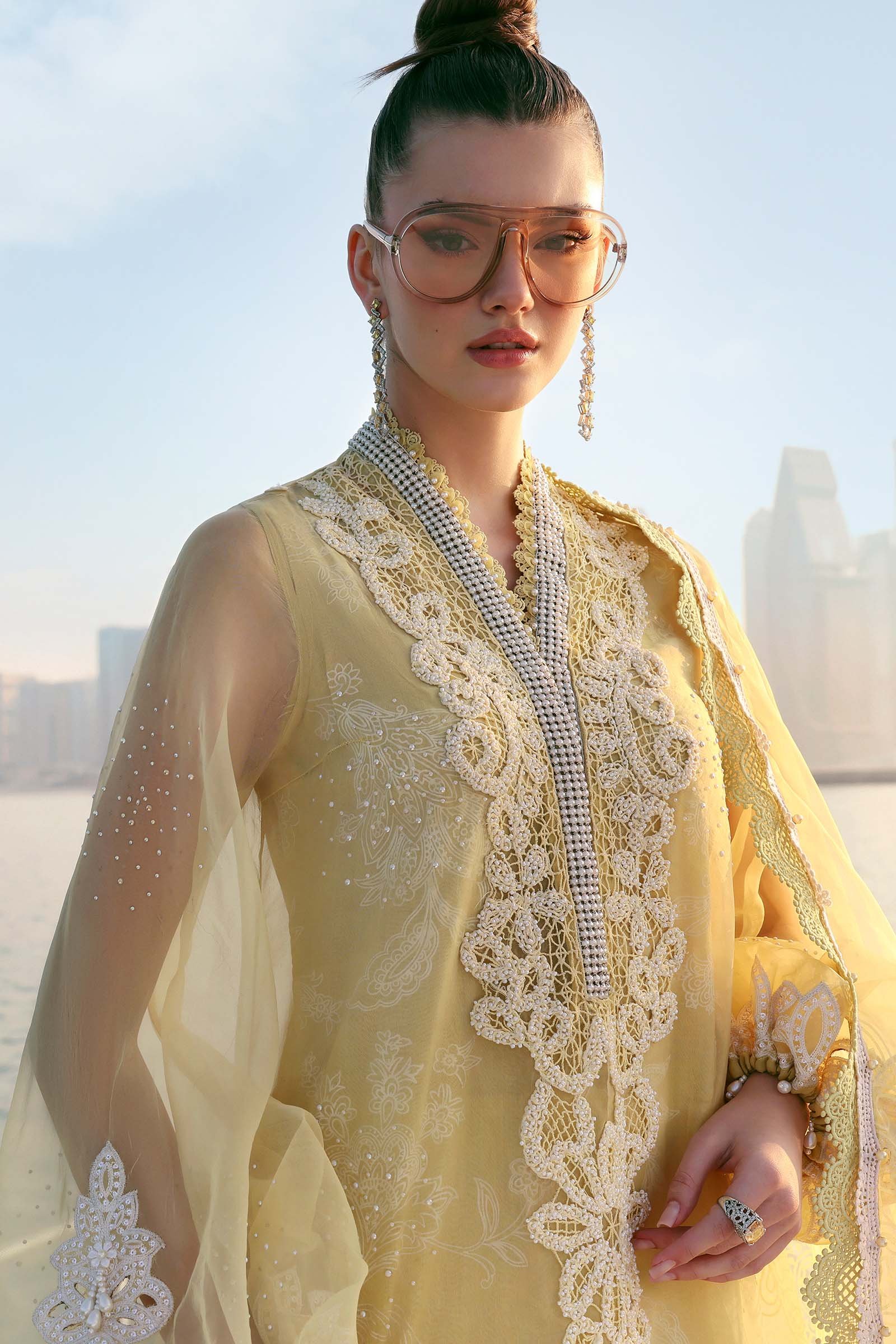Maria B | Lawn Vol-26 4A-Unstitched "Yellow" Formal Festive Wear | 3pc - Image 4
