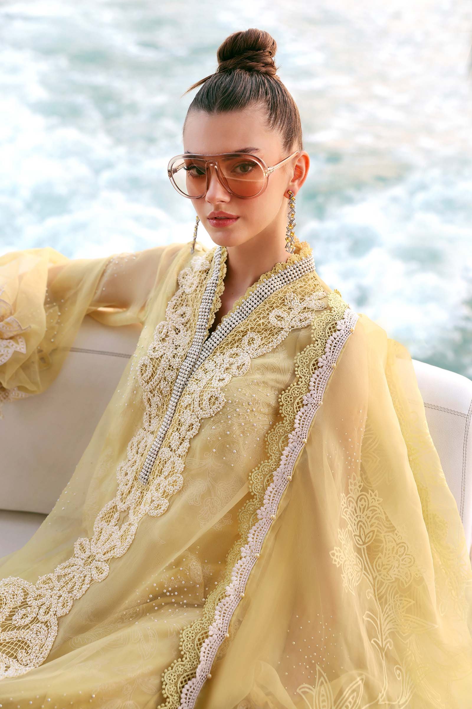 Maria B | Lawn Vol-26 4A-Unstitched "Yellow" Formal Festive Wear | 3pc - Image 3
